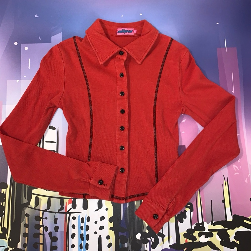 💋Y2K red button up top💋